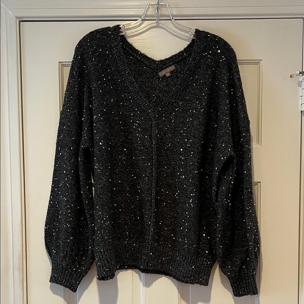 Lilla P Black Sparkle V-Neck Sweater